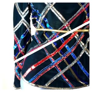 100% Silk "ARGENTI" Sequins & Beads Cocktail Vintage Top